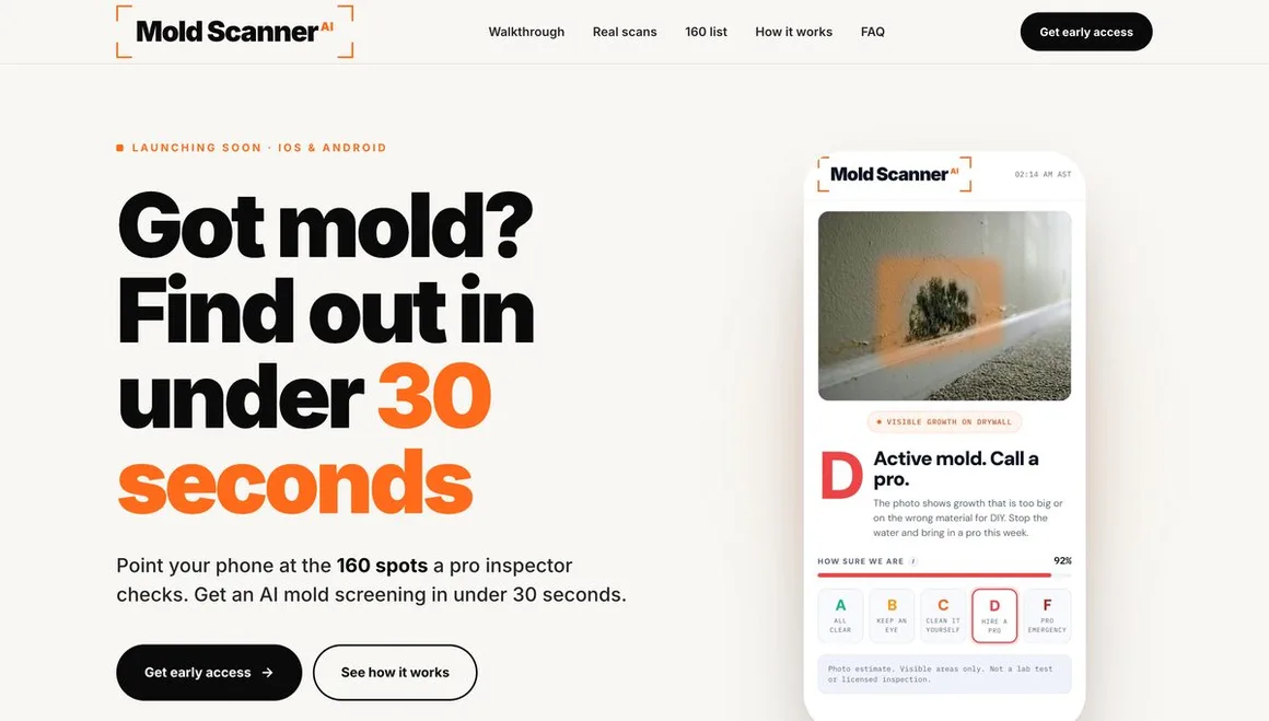 Mold Scanner AI app site built by Tested Media, SEO company serving Chandler